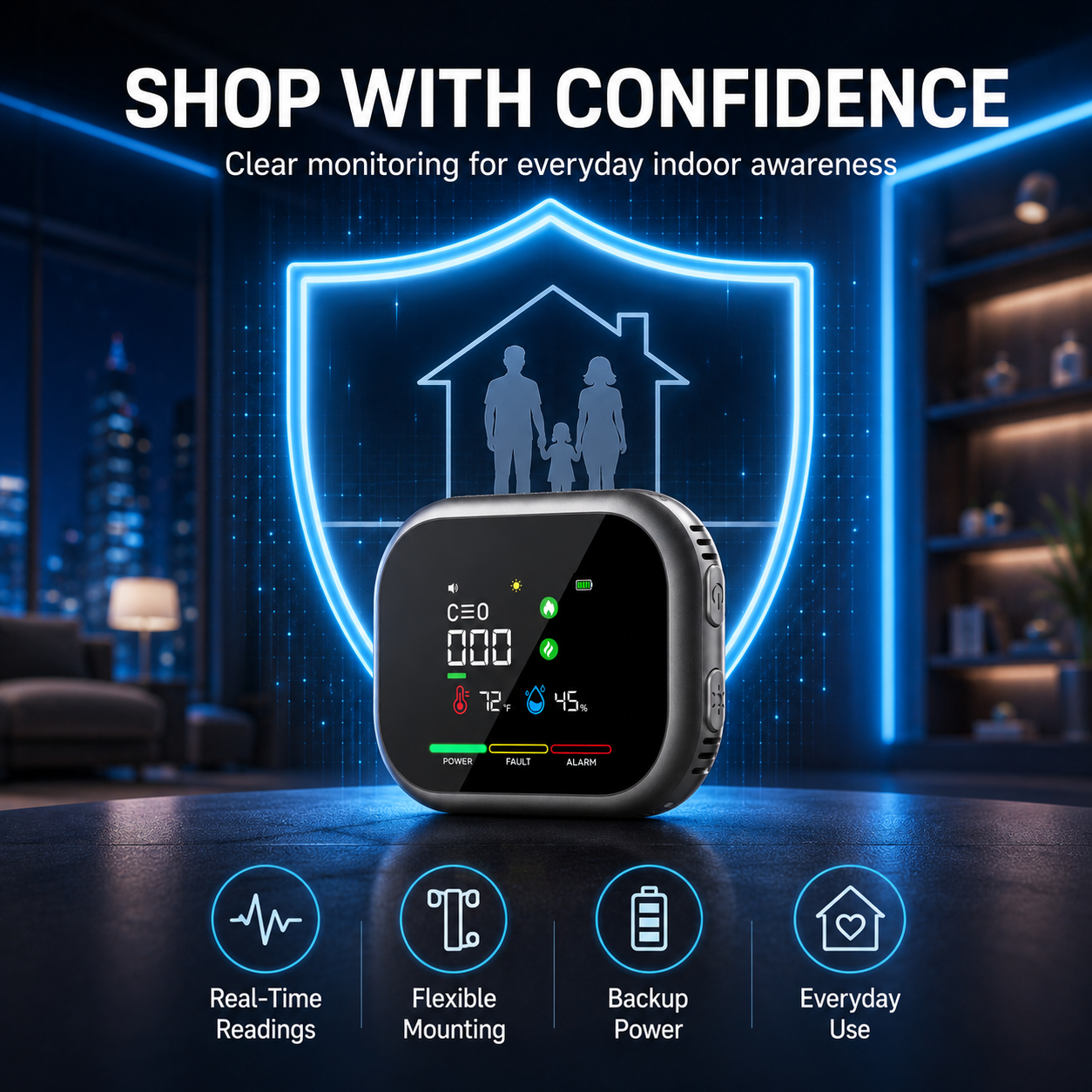 6-in-1 Smart Home Environmental Monitor