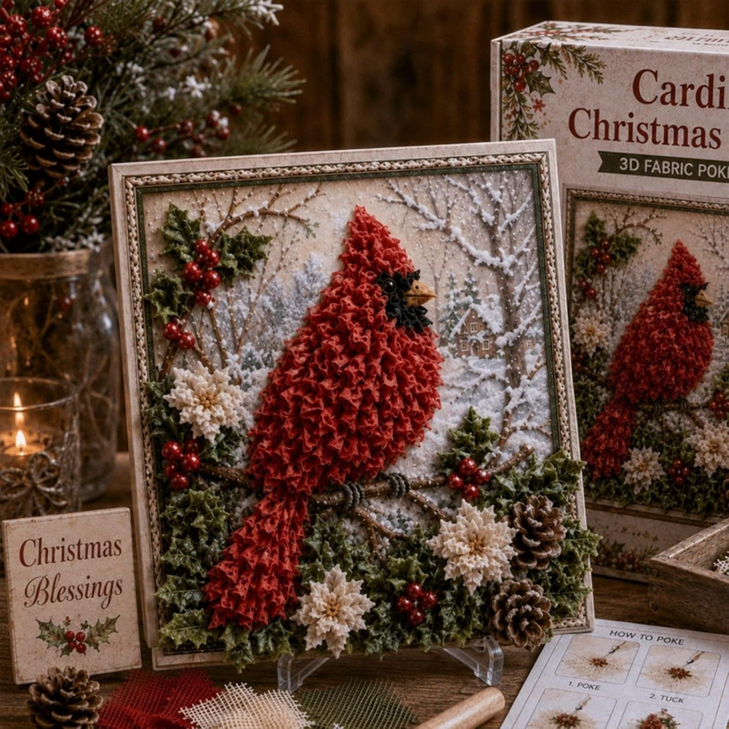 3D Christmas Fabric Poke Art Kit