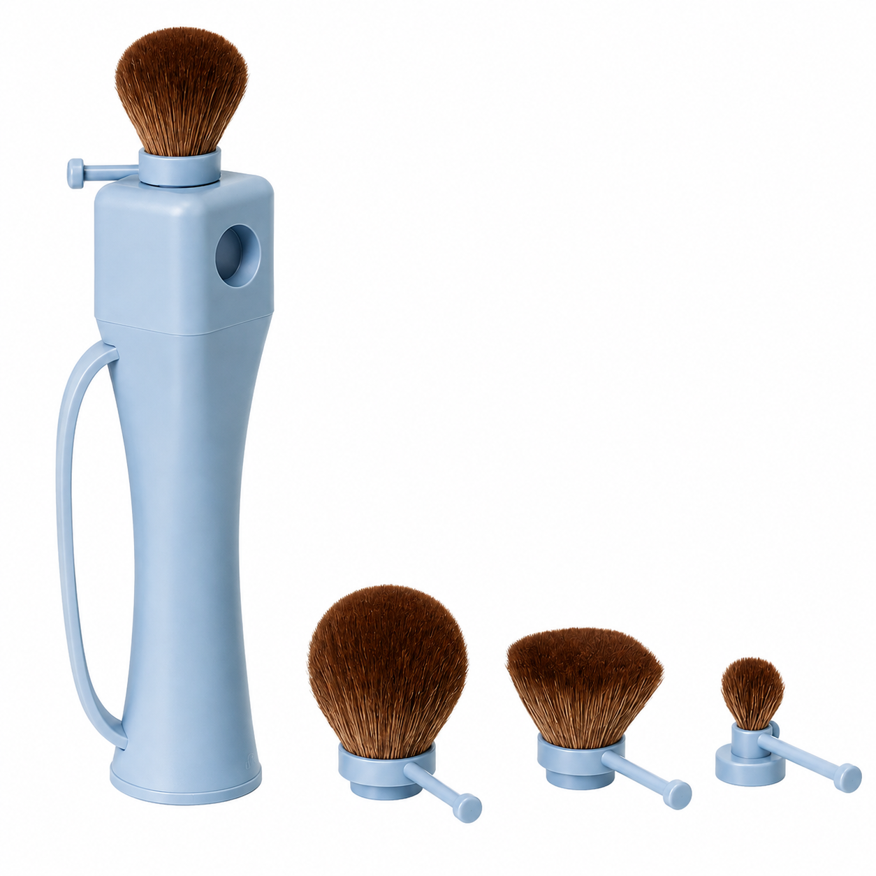 4-in-1 Portable Makeup Brush Set with Interchangeable Heads