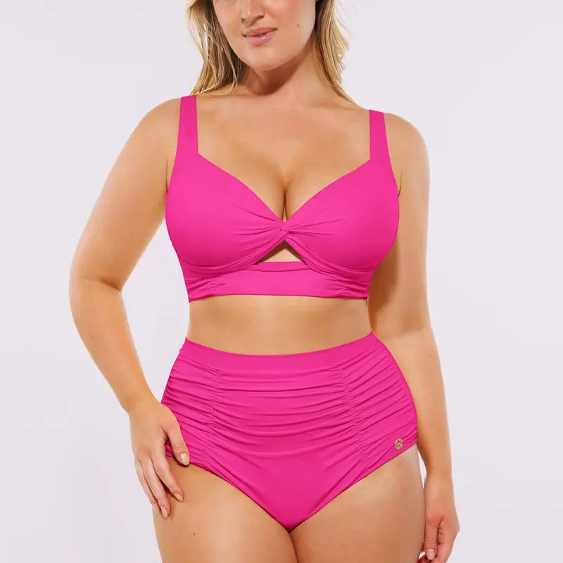 High-Waist Shaping Bikini Set with Twist-Front Support Top