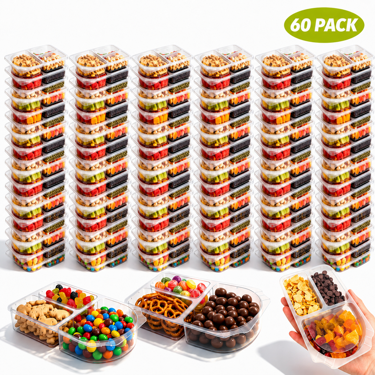 2-Compartment Reusable Snack Containers with Lids โ Stackable Meal Prep Set