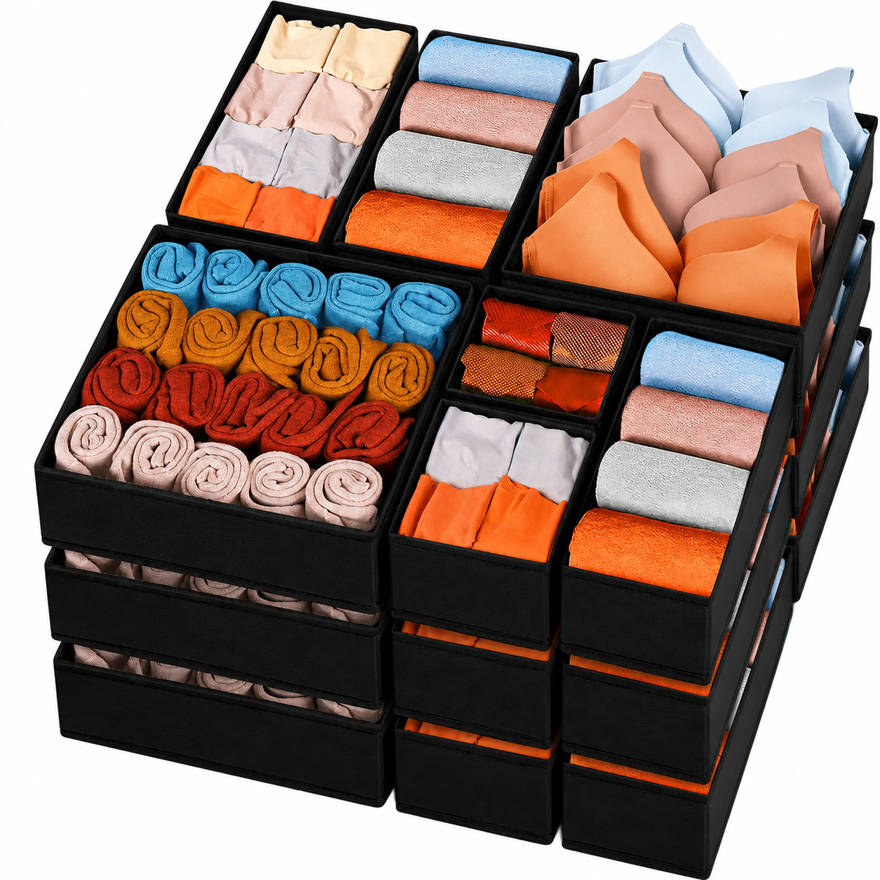 ๐15-Piece Drawers Clothes Organizer - Reinforced Thick Fabric Foldable Storage Box