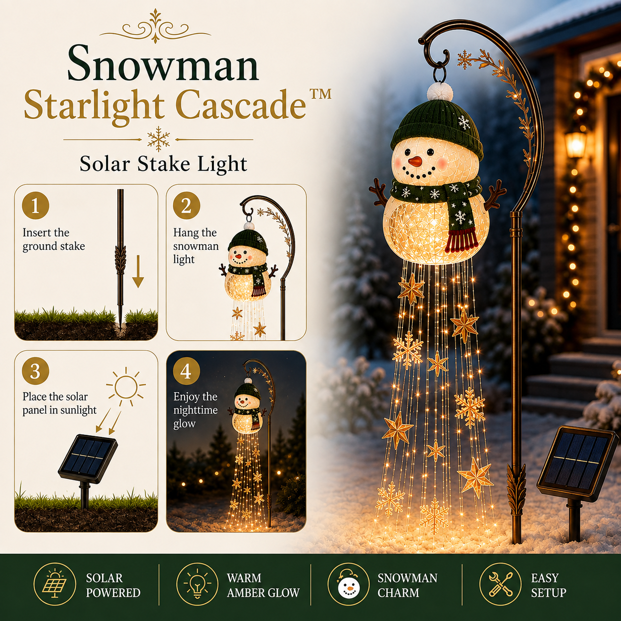 🎄 Christmas Bell Cascade Solar Yard Light