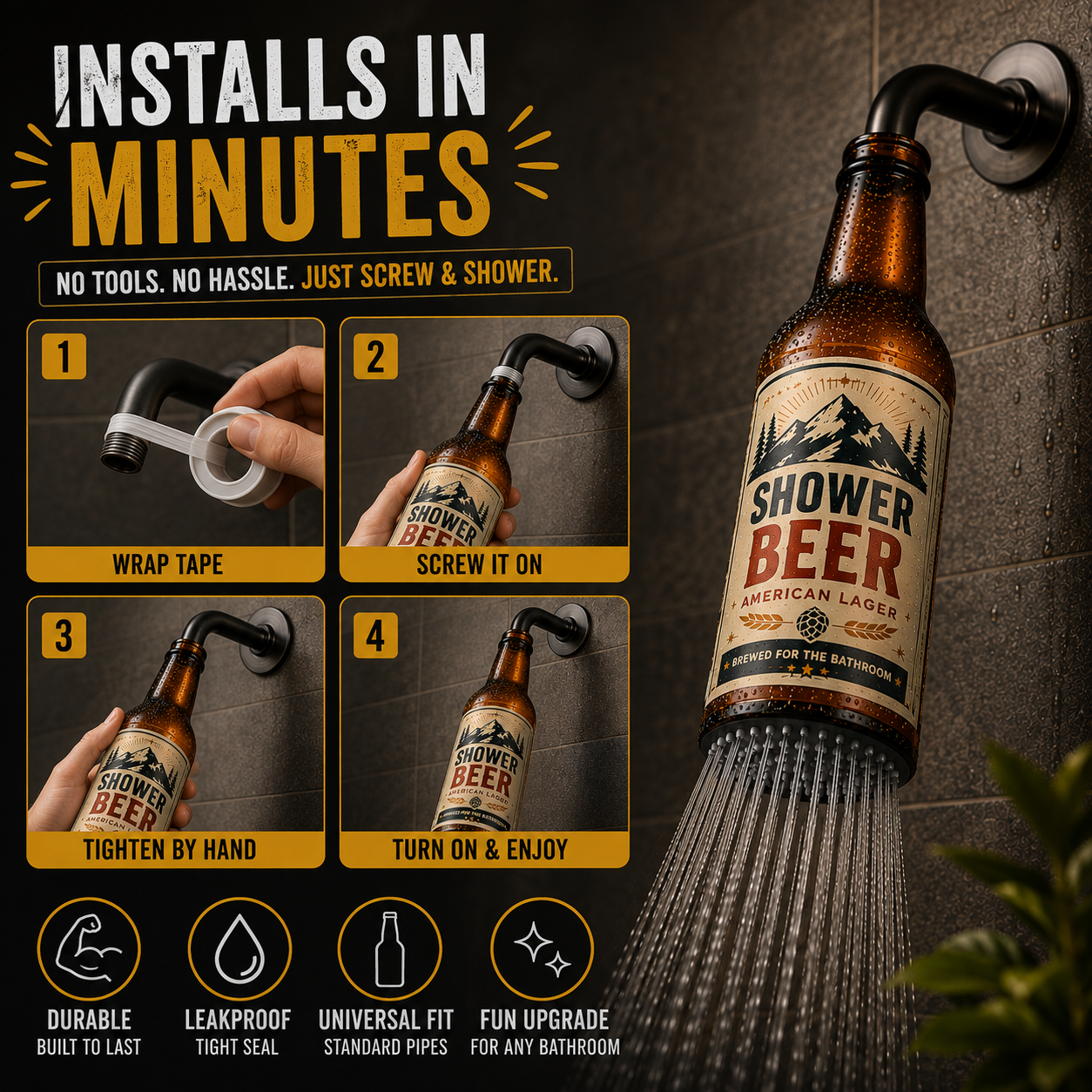 🍺Beer bottle-shaped shower head – the ultimate gift for beer lovers🍺