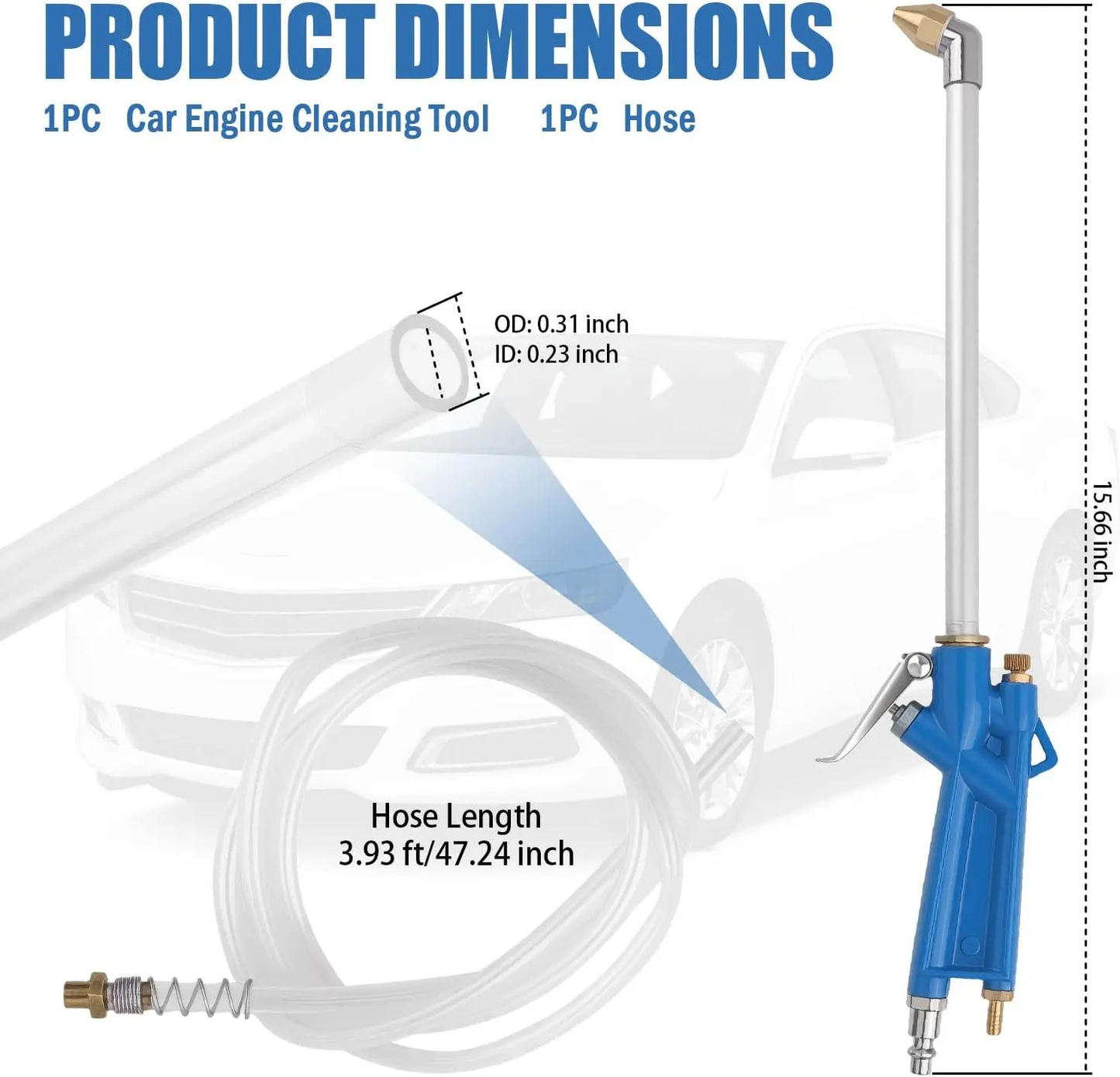 Pneumatic spray gun for cleaning confined spaces