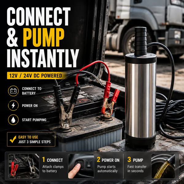 Portable Submersible Pump, Ideal for Diesel, Kerosene & Water