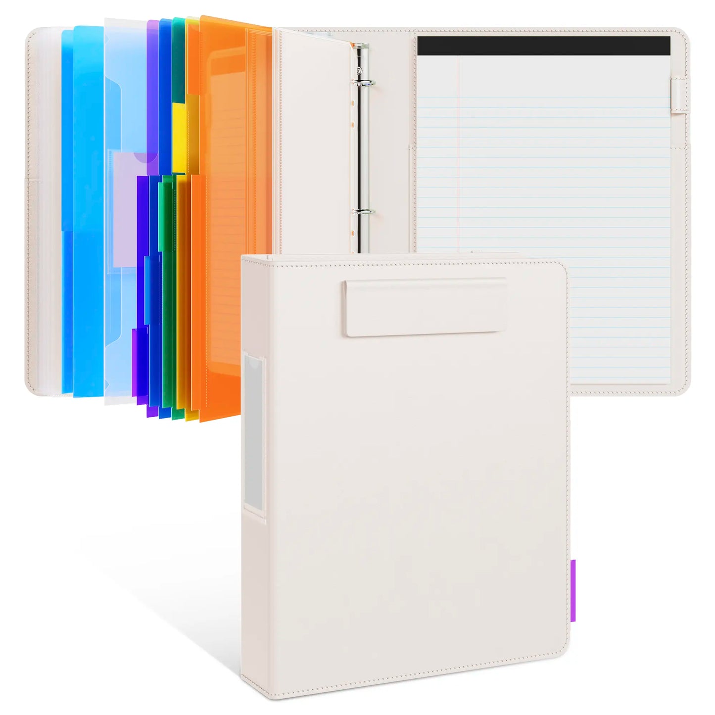 PU Leather 3-Ring Binder Clipboard with Storage & Magnetic Clip (12.4"x10.2")