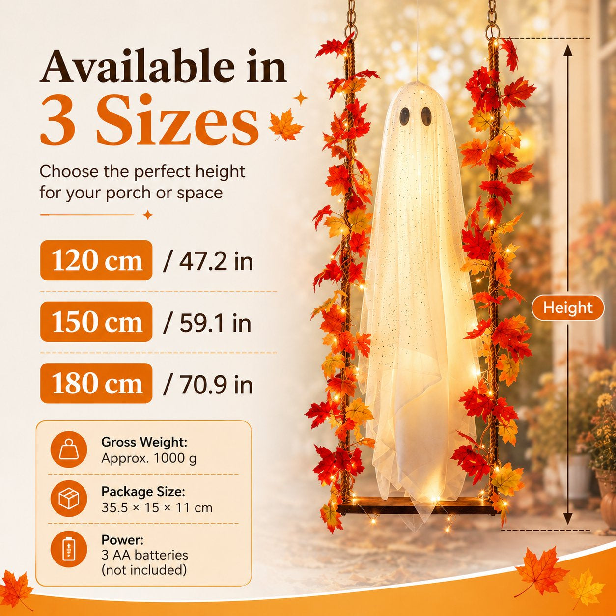 👻Light-Up Maple Ghost Swing Halloween Decoration🍁