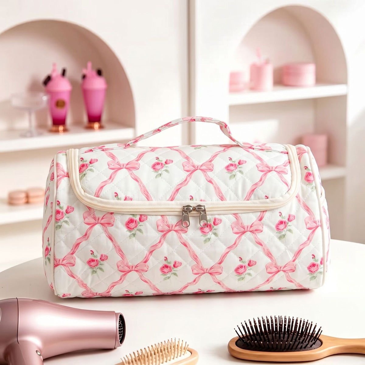 Handcrafted Hair Dryer & Makeup Organizer for Effortless Travel