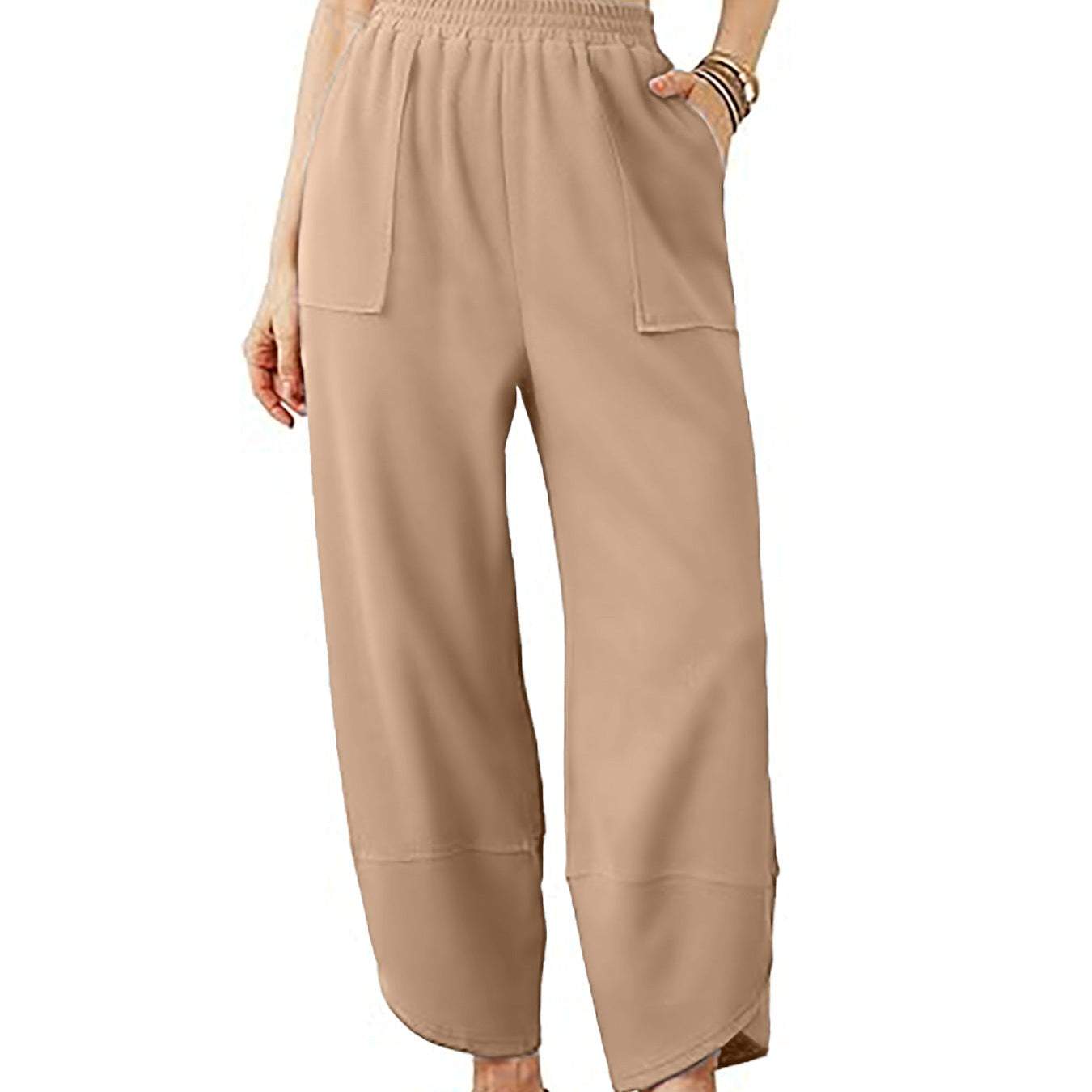 Women’s High-Waist Smocked Harem Pants – Lightweight Relaxed Fit with Pockets