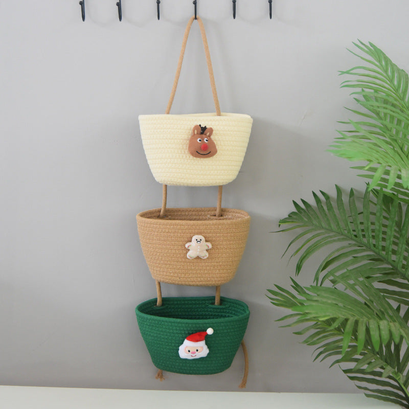 Over the Door Woven Hanging Storage Baskets â Easy-Reach 3-Tier Wall Mounted Cotton Organizer for Decluttering Any Room