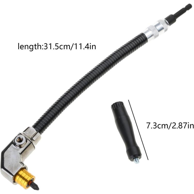 90° Right Angle Drill Attachment with Flexible Extension Shaft