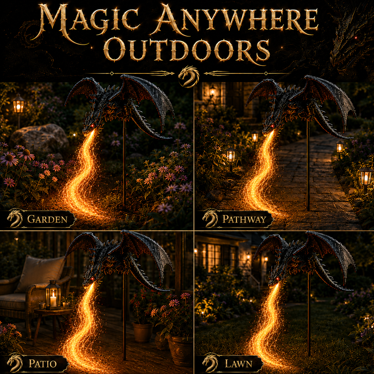 Dragon Flame Solar Garden Lights
