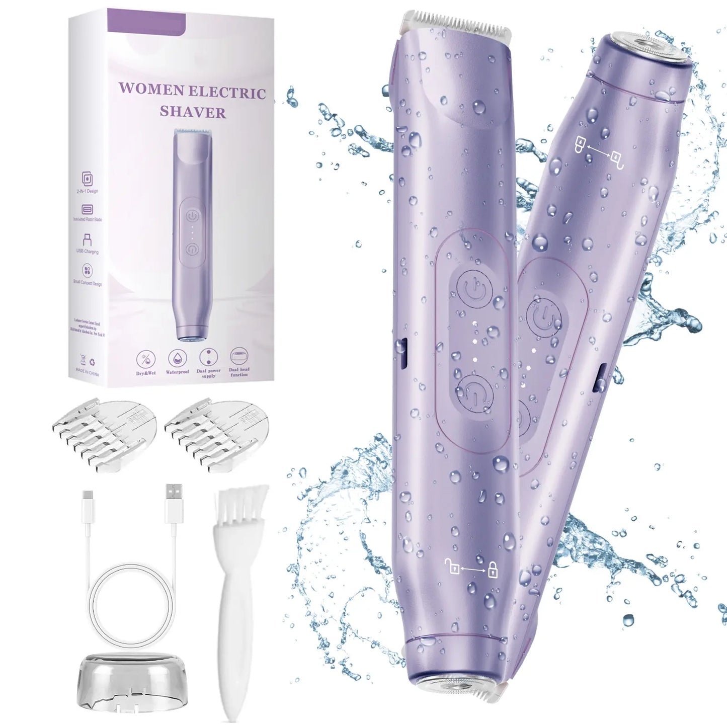 Bikini Trimmer for Women, Electric Shaver and Razor Rechargeable 2-in-1 Body and Facial Epilator