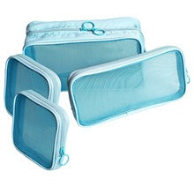 4-Piece Mesh Makeup Bag Set โ See, Pack & Organize Everything Faster