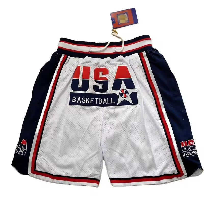 The Classic '92 Dream Edition USA Shorts – High-Quality Embroidered Retro Hardwood Basketball Shorts