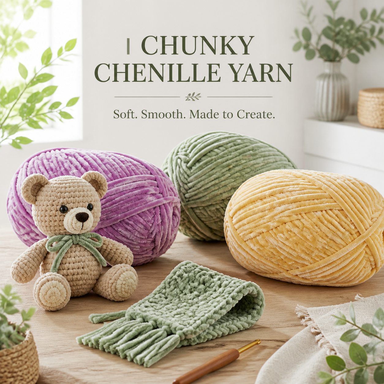 Chunky Chenille Velvet Yarn for DIY Crochet &amp; Knitting