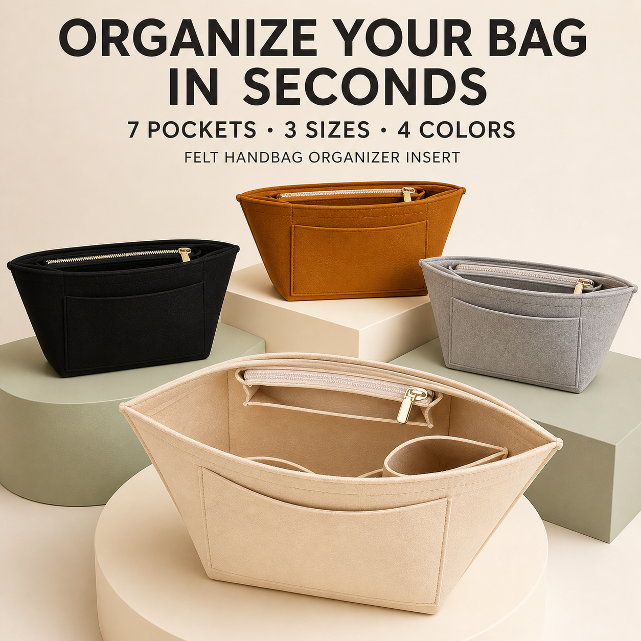 Purse Organizer Insert Tote Bag | High-Density Felt Long Champ Medium Tote Insert
