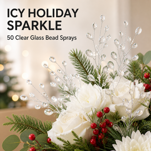 50-Piece Crystal Bead Floral Sprays Add An Icy Sparkle To Every Holiday Arrangement
