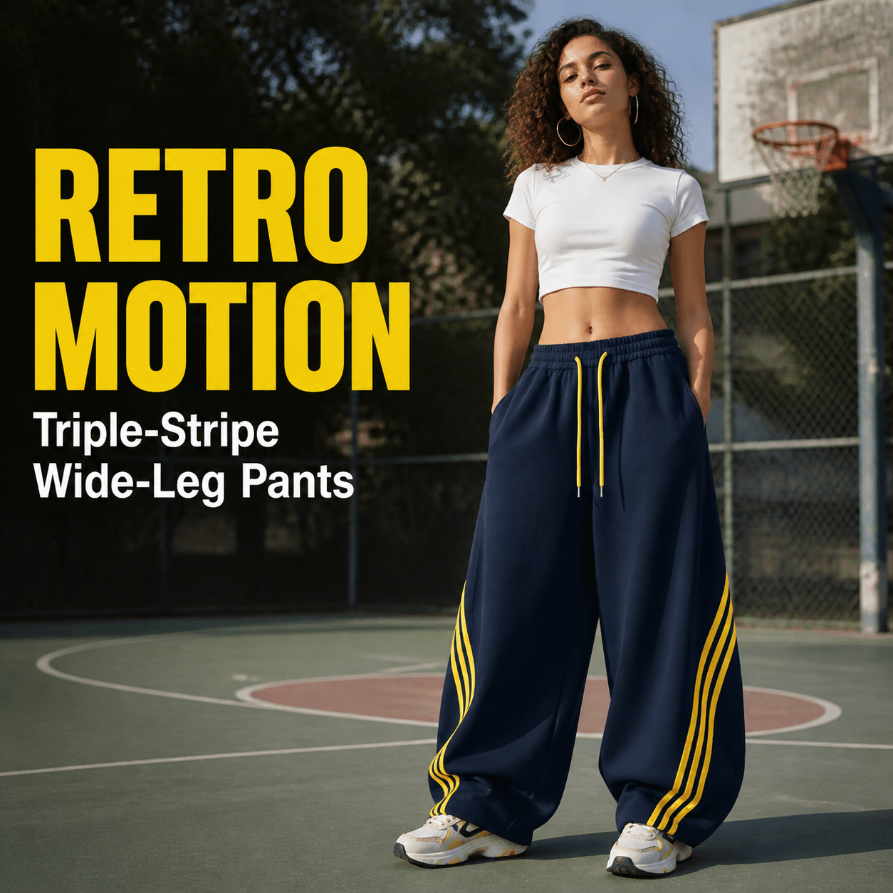 Retro Triple-Stripe Wide-Leg Pants Relaxed Comfort. Effortlessly Cool.