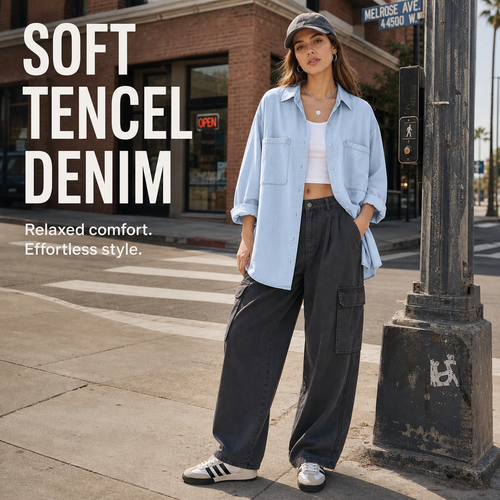 Women's Soft Tencel Denim Oversized Shirt