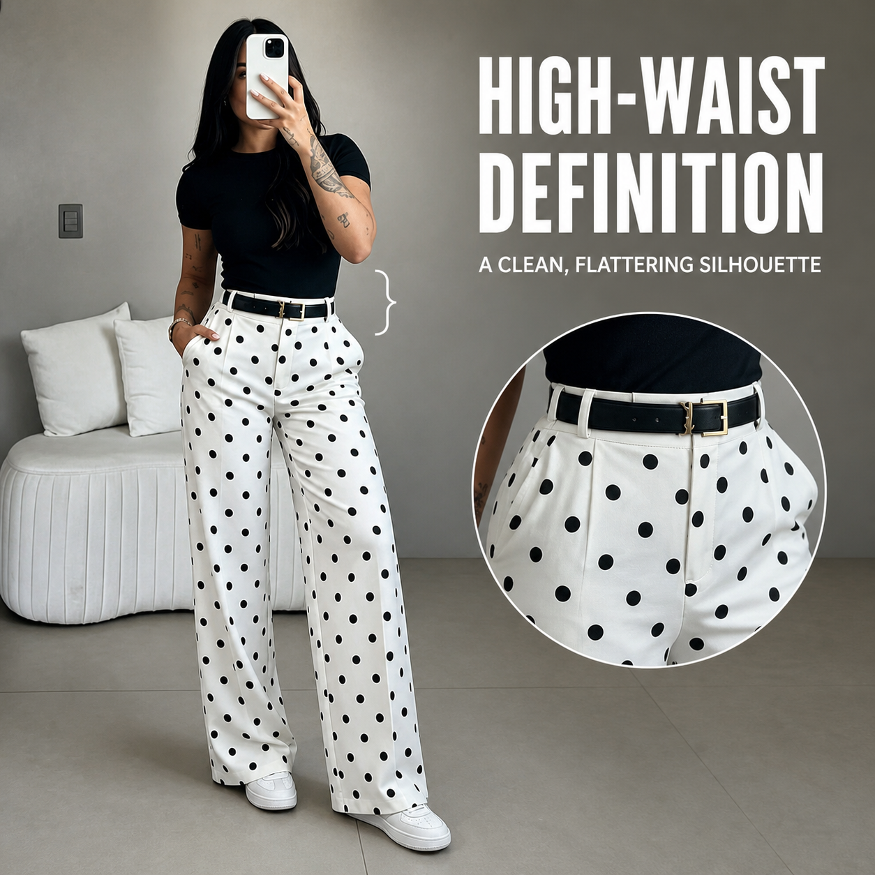 High-Waist Straight-Leg Pants