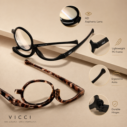 Apply Eye Makeup Clearly — Magnifying Flip Lens Makeup Glasses