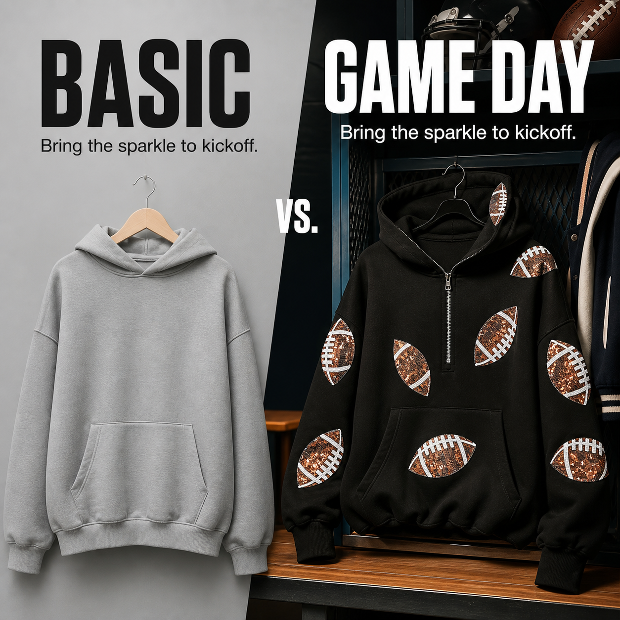 Women's Sequin Football Hoodie Bring The Sparkle To Game Day