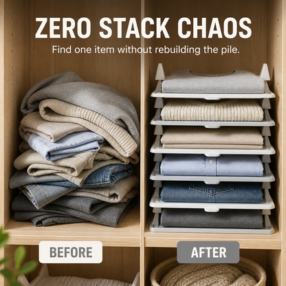 Stackable Clothing Organizer Trays One Layer. One Outfit. Zero Mess.