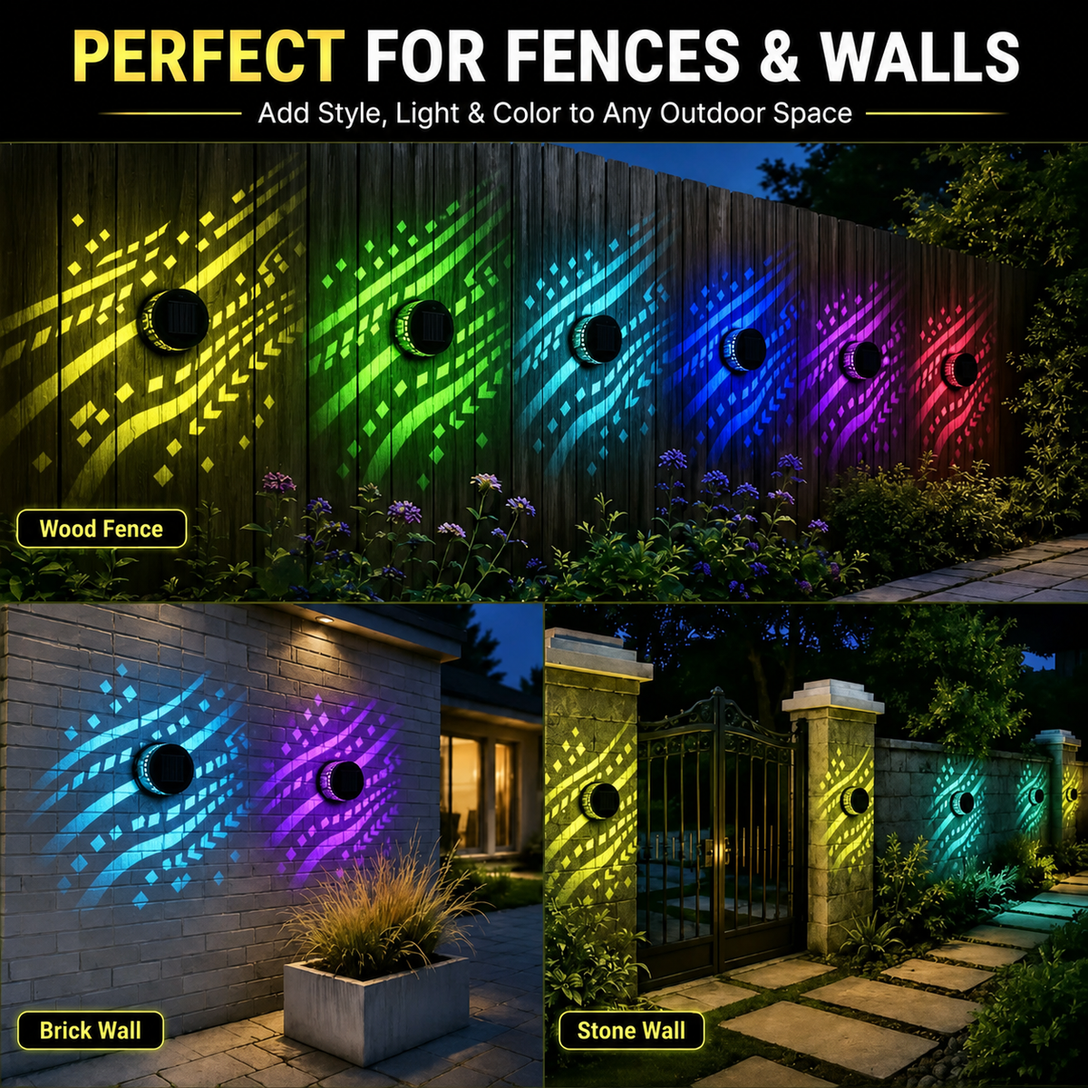 Seven-Color Changing Solar Mandala Projection Wall Light