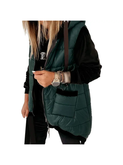 Women's Lightweight Hooded Quilted Vest with Pockets