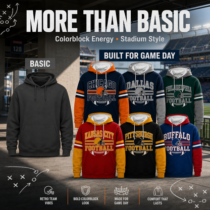 Retro Football Helmet Graphic Hoodie Varsity Style From Every Angle