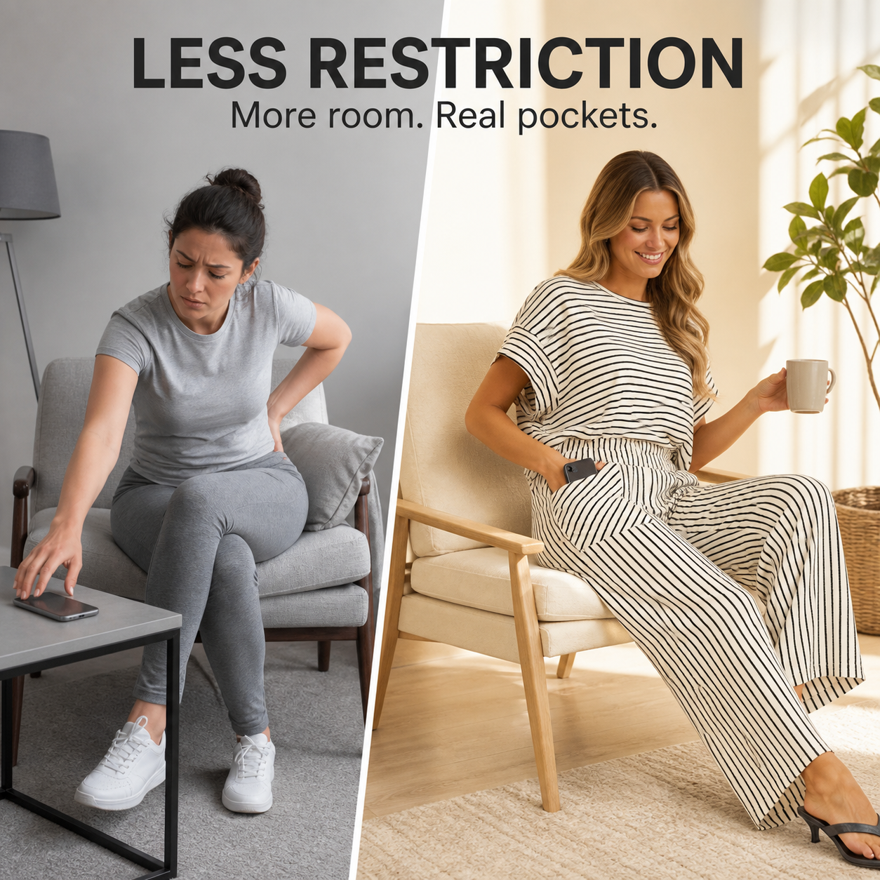 Women's Striped Short-Sleeve T-Shirt &amp; Wide-Leg Pants Set