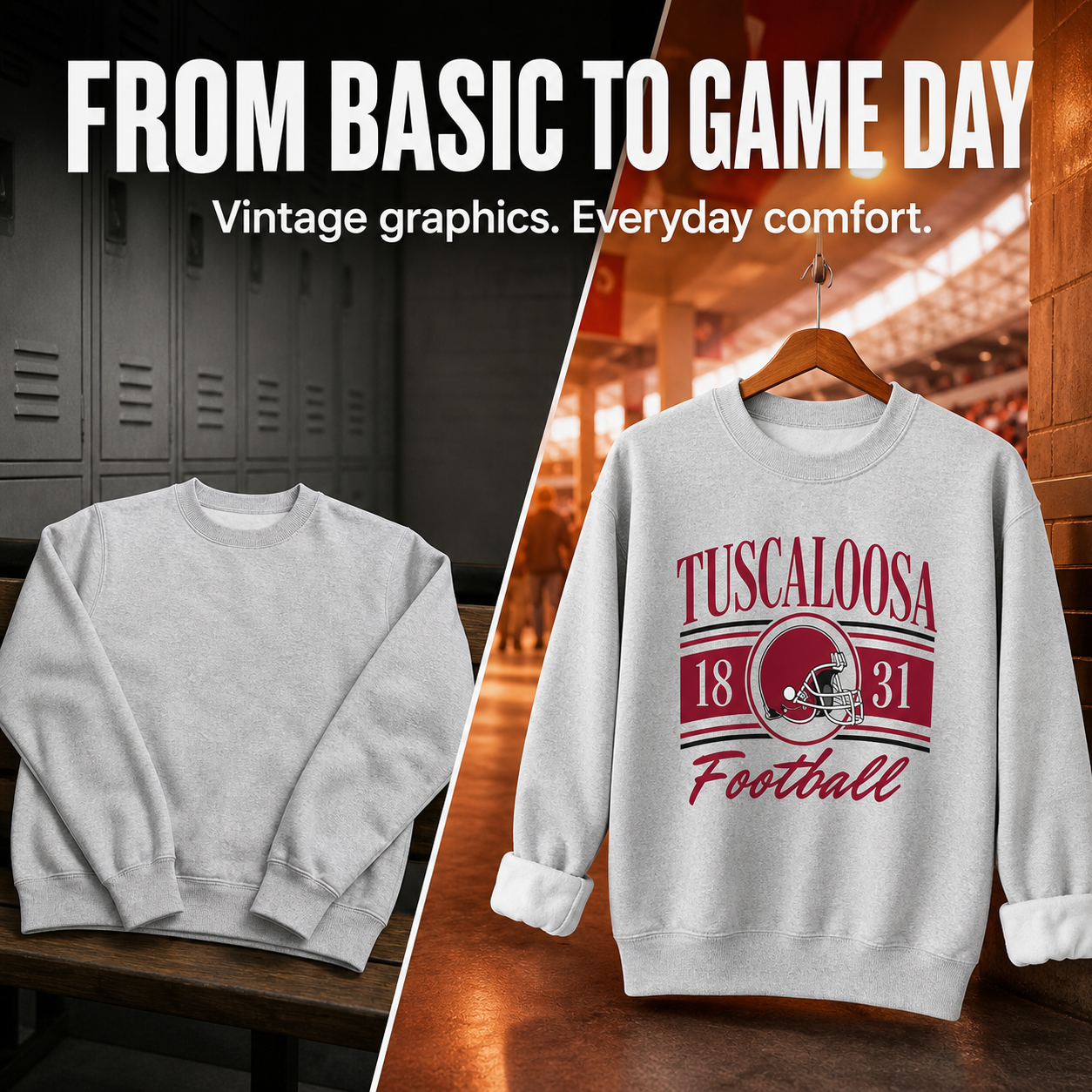 Vintage College Football Ash Grey Sweatshirt