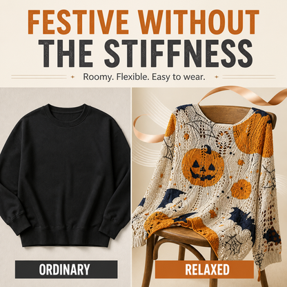 Women's Oversized Halloween Batwing Knit Top