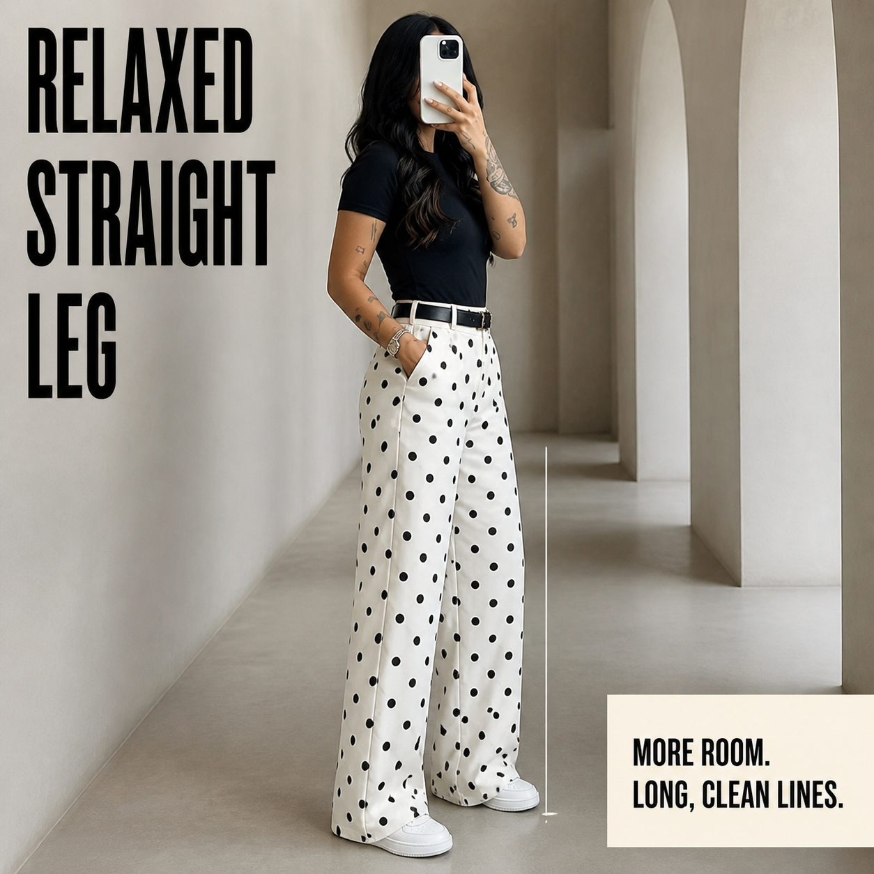 High-Waist Straight-Leg Pants