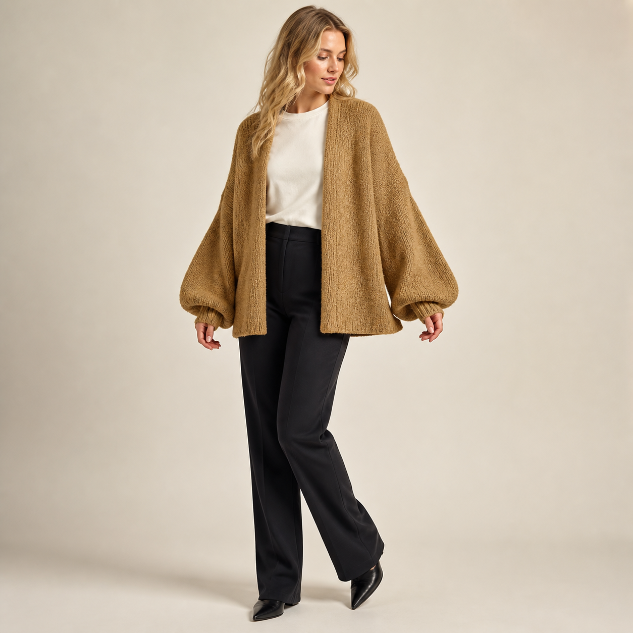 Women's Oversized Open-Front Knit Cardigan