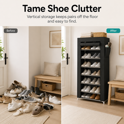 10-Tier Multifunctional Shoe Organizer with Side Storage