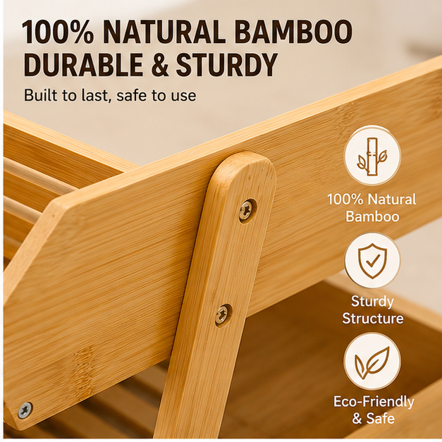 2-Tier Natural Bamboo Fruit Basket