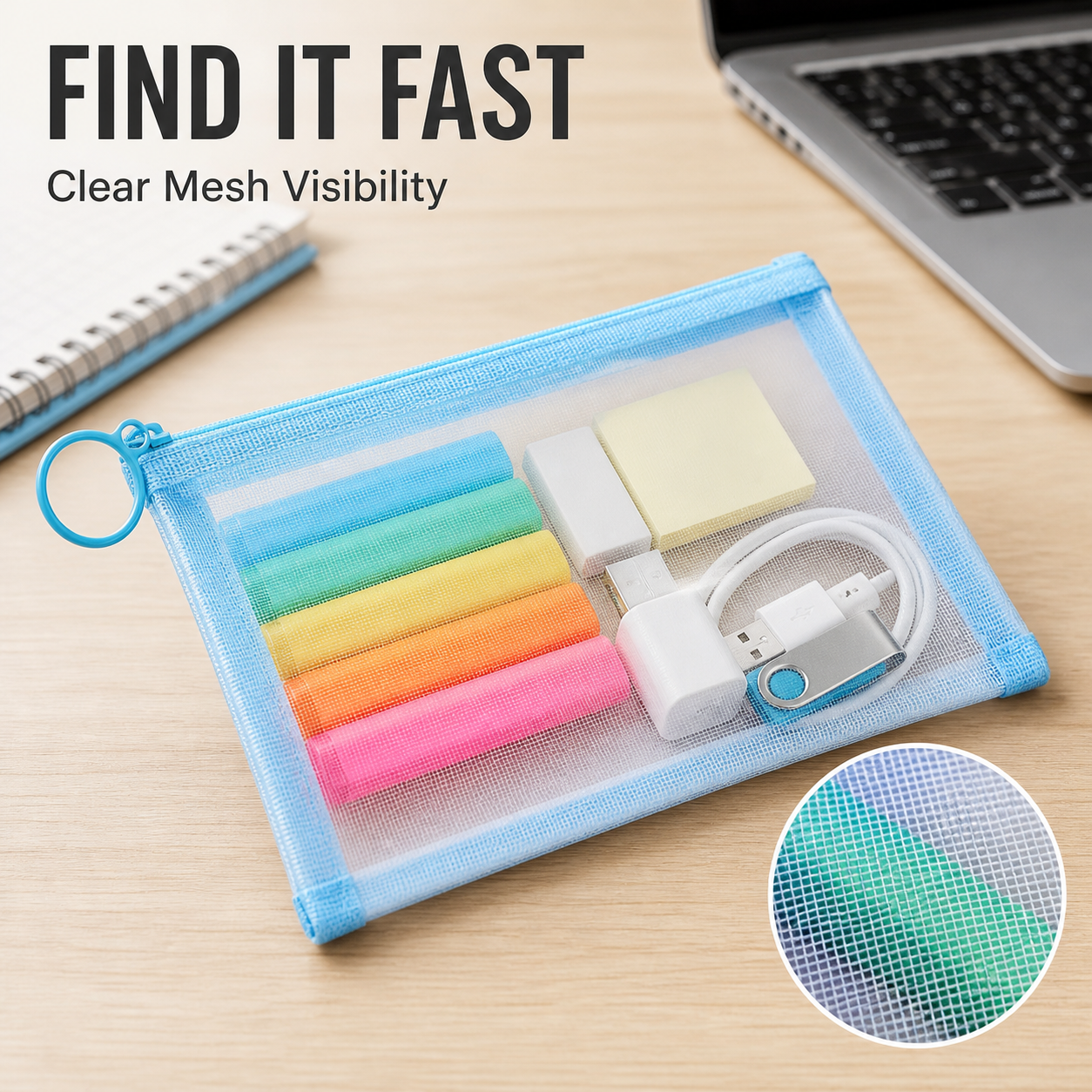 Ultra-Lightweight Transparent Mesh Zipper Pouch