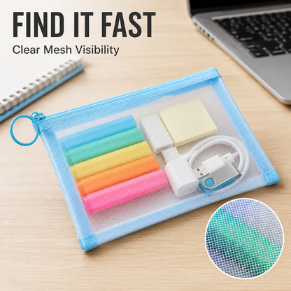 Ultra-Lightweight Transparent Mesh Zipper Pouch