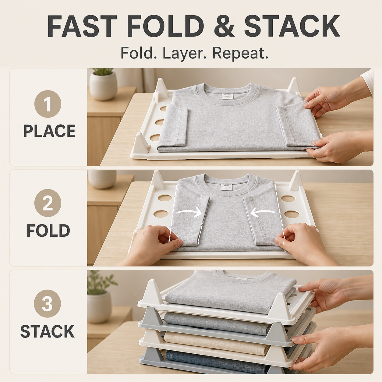 Stackable Clothing Organizer Trays One Layer. One Outfit. Zero Mess.
