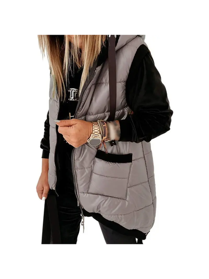Women's Lightweight Hooded Quilted Vest with Pockets