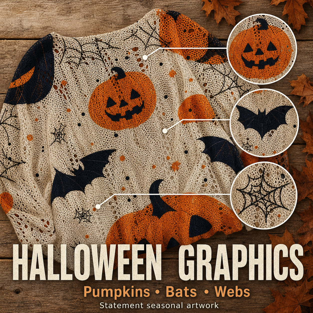 Women's Oversized Halloween Batwing Knit Top
