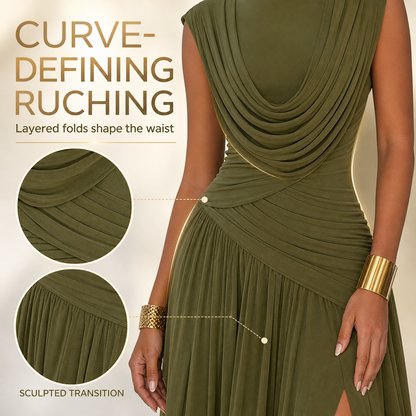 Draped Backless Ruched Maxi Dress Effortless Elegance From Every Angle