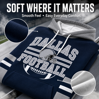 Retro Football Helmet Graphic Hoodie Varsity Style From Every Angle