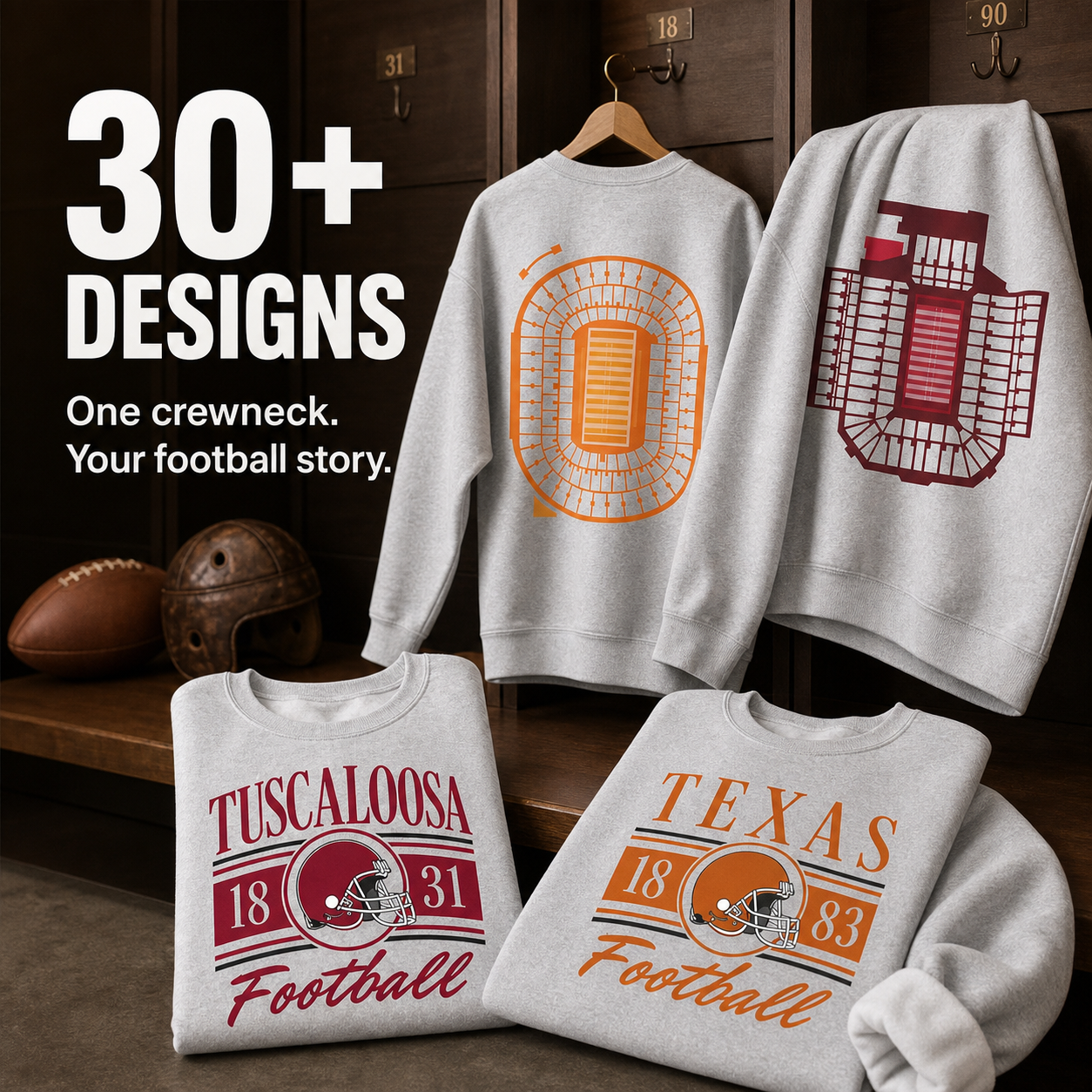 Vintage College Football Ash Grey Sweatshirt