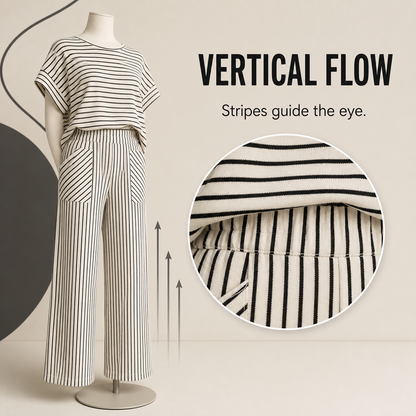 Women's Striped Short-Sleeve T-Shirt &amp; Wide-Leg Pants Set