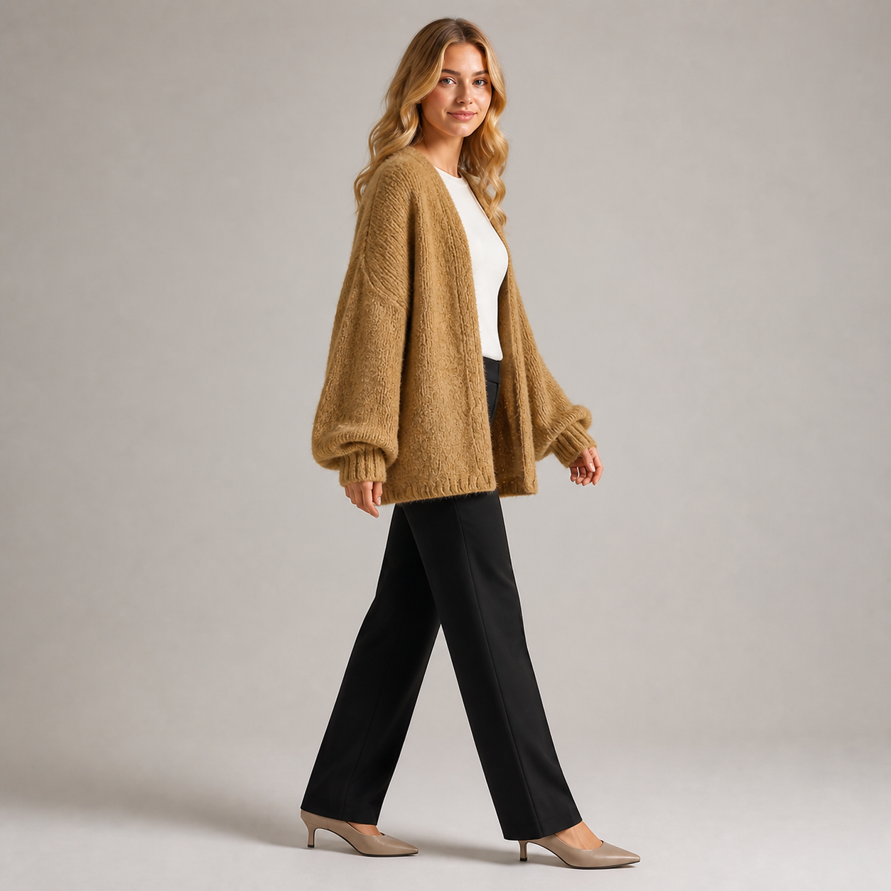 Women's Oversized Open-Front Knit Cardigan