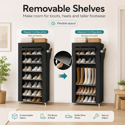 10-Tier Multifunctional Shoe Organizer with Side Storage